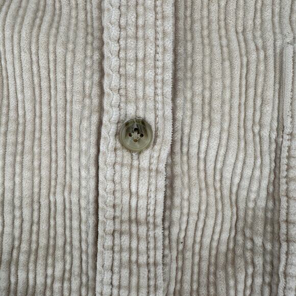 American Eagle Cream Corduroy Button Down Collared Shirt Women's Large Casual - Picture 5 of 6